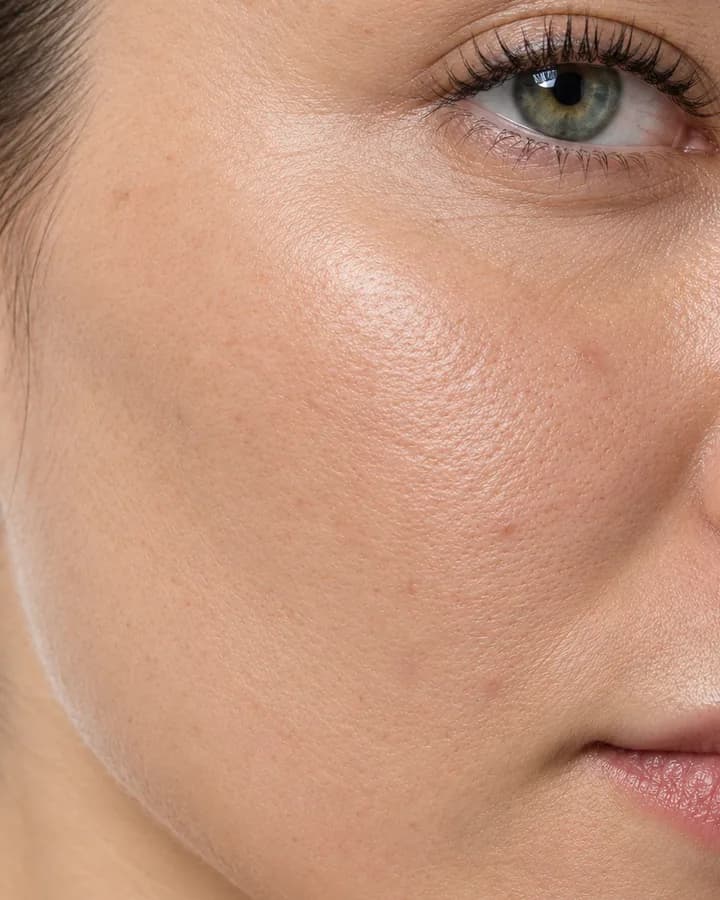 Une peau à la texture irrégulière, après. Illustration.